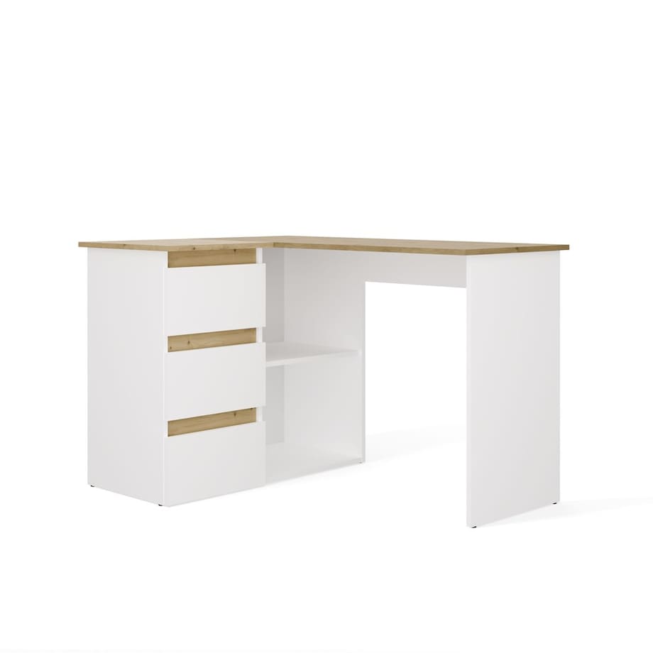 Biurko narożne Nicea lewe dąb artisan/biel 120x48,5x75 1 szt.