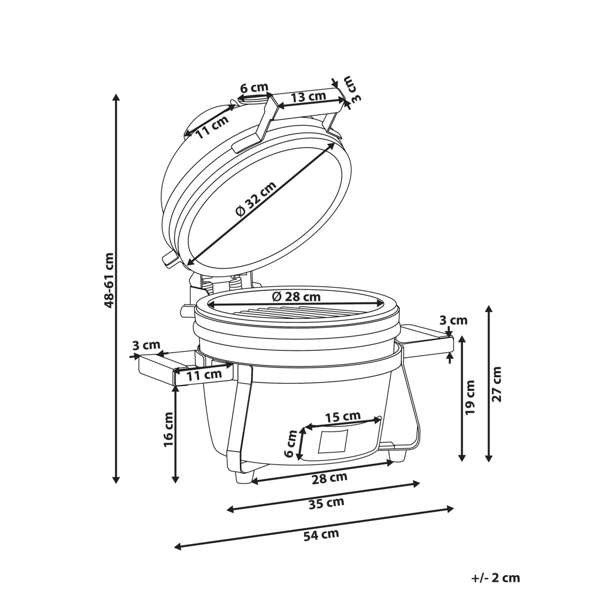 Mini grill węglowy KAMADO Ceramika Czarny