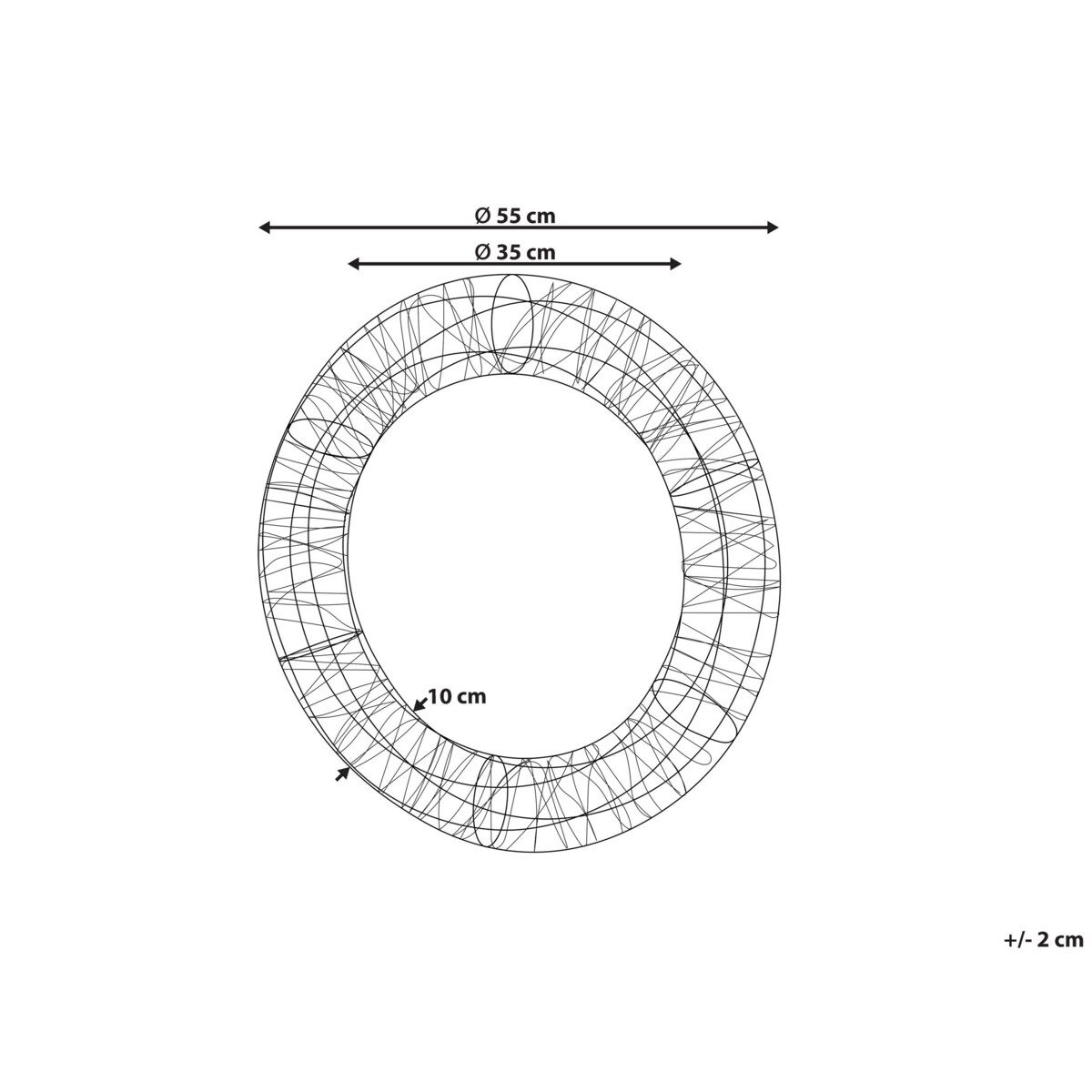 Dekoracja ogrodowa wisząca LED wieniec metalowy 55 cm srebrna KOPPELO