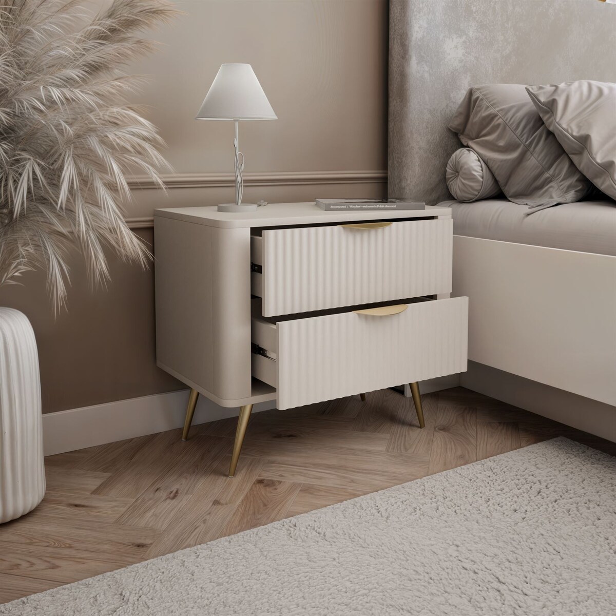 Szafka nocna SCARLETT z szufladami beżowa