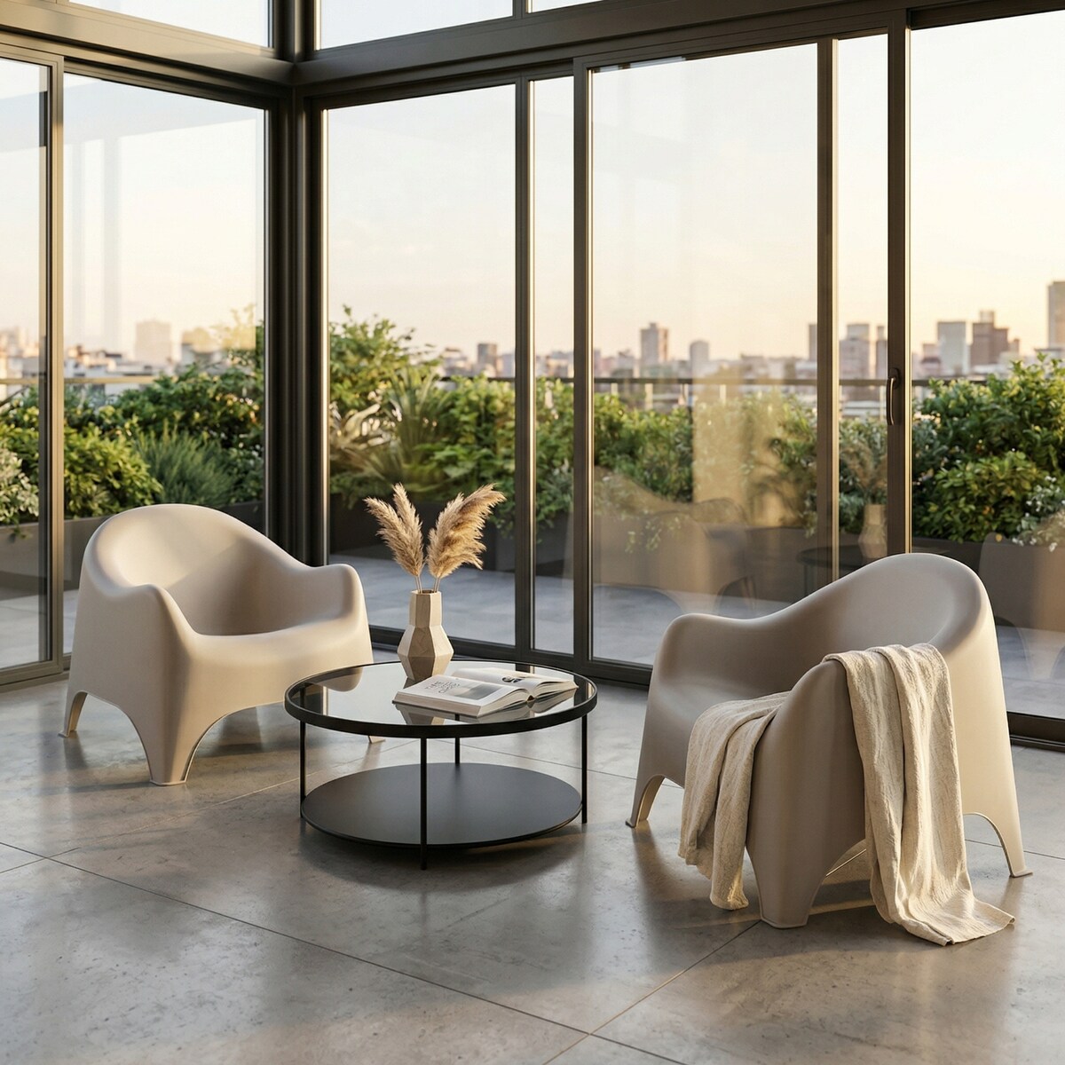 Fotel ogrodowy wypoczynkowy Dumbo na taras, balkon beżowy