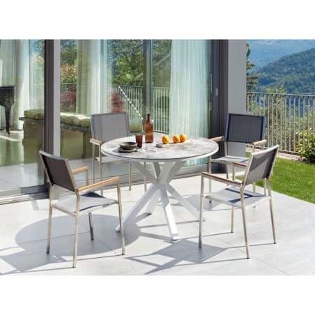 Zestaw ogrodowy dla 4 osób MALETTO/GROSSETO Metal Efekt marmuru Szary