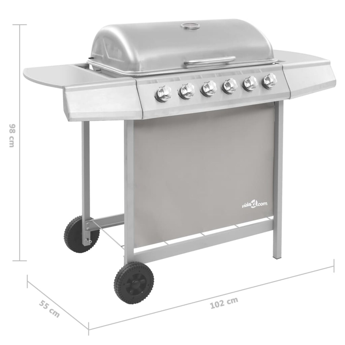 vidaXL Grill gazowy z 6 palnikami, srebrny