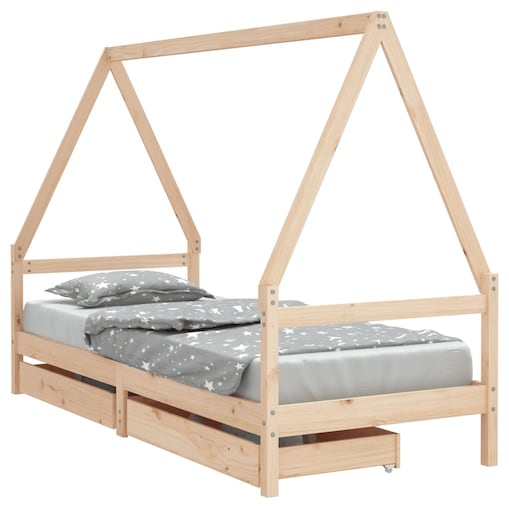 vidaXL Rama łóżka dziecięcego z szufladami, 90x200 cm, sosnowa