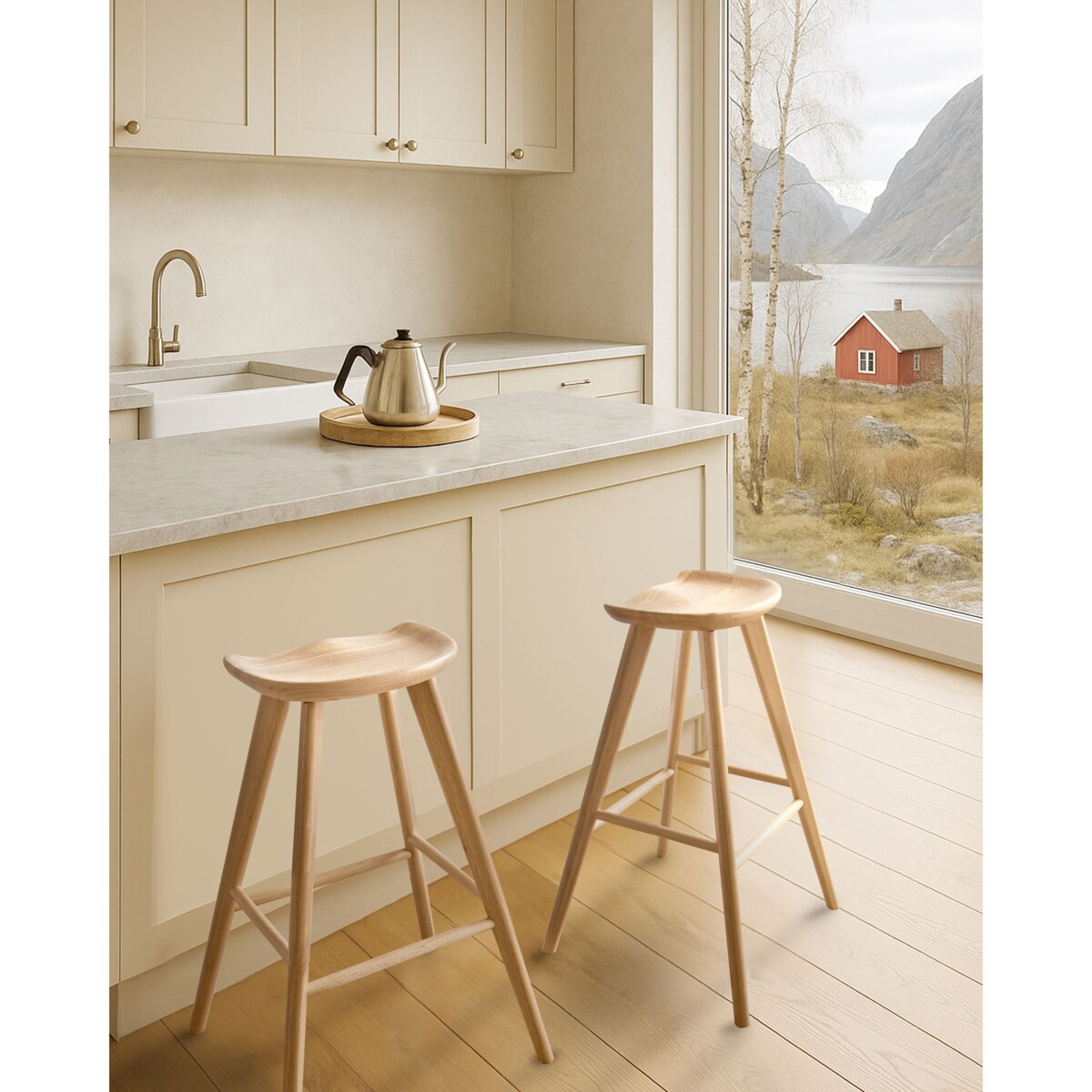 Zestaw 2 hokerów barowych CANDO Jasnobrązowy