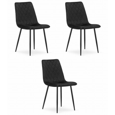 Krzesło Do Jadalni Kuchni Salonu Turin - Czarny Aksamit X 3