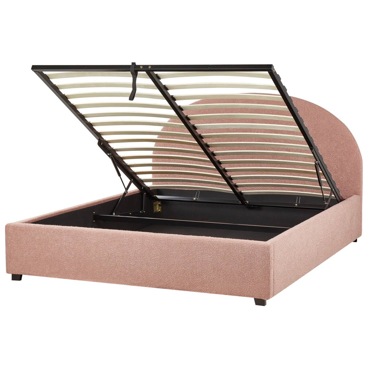 Łóżko z pojemnikiem Boucle VAUCLUSE 160 x 200 cm Pastelowy róż