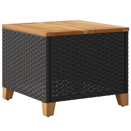 vidaXL Stolik ogrodowy, czarny, 45x45x37 cm, polirattan i akacja