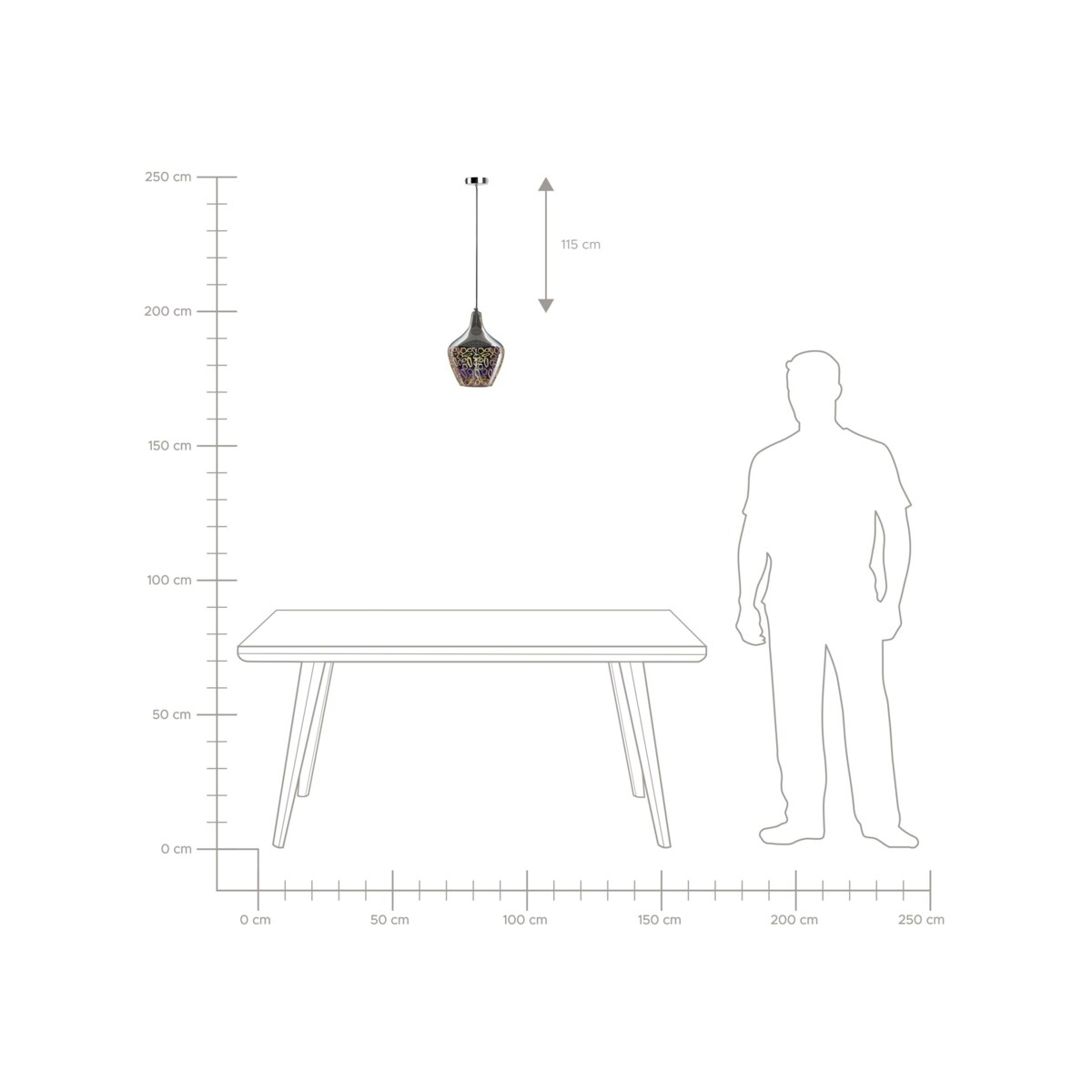 Lampa wisząca szklana srebrna SOANA