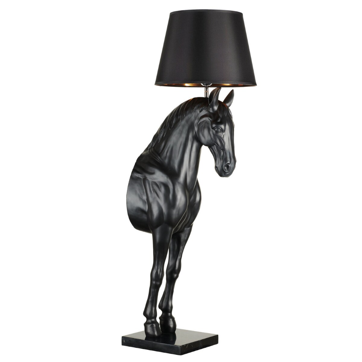 Designerska lampa podłogowa Horse MF1237-350 Step koń z abażurem czarna