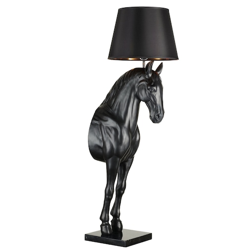 Designerska lampa podłogowa Horse MF1237-350 Step koń z abażurem czarna