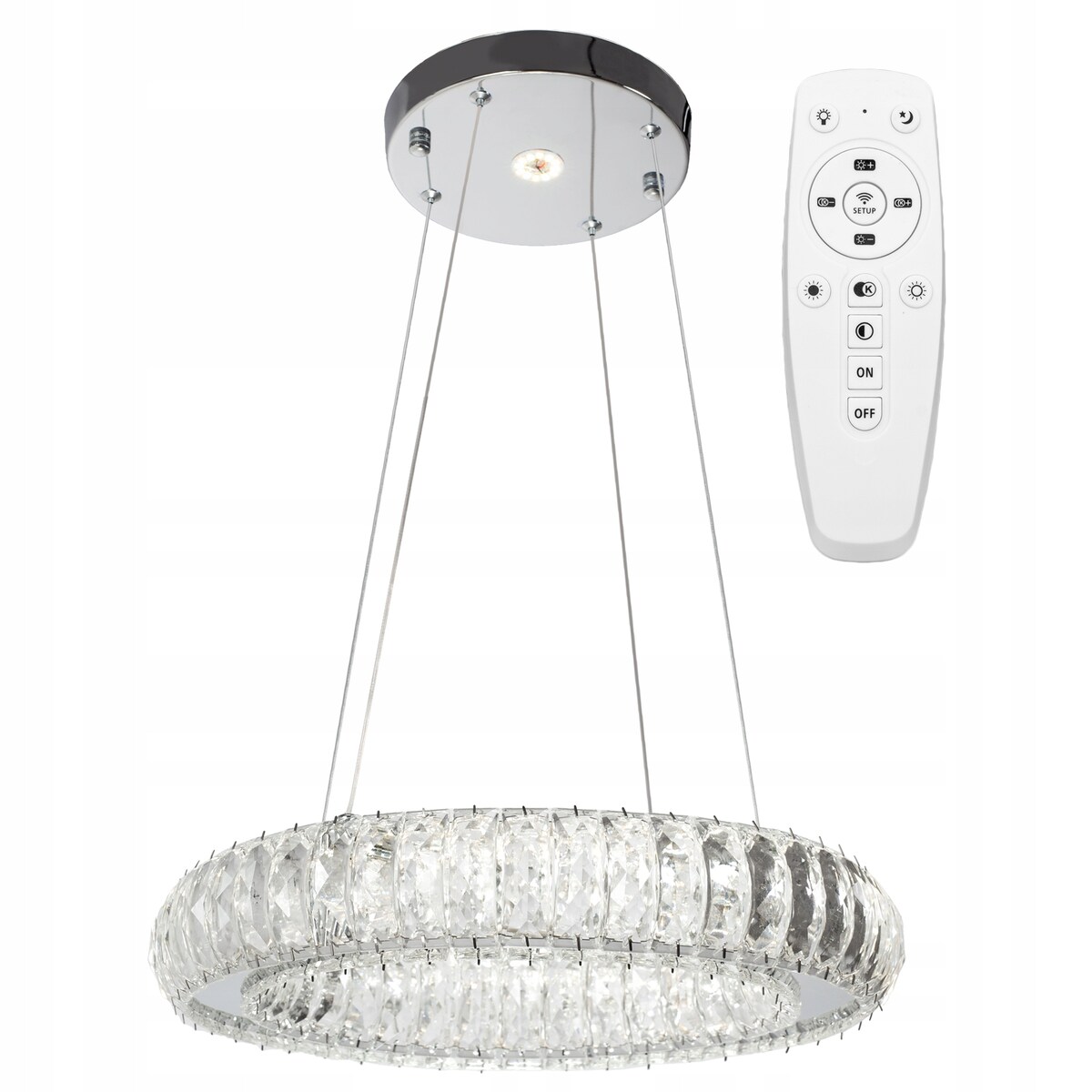 Lampa Kryształowa Sufitowa Plafon Chrom Led Pilot