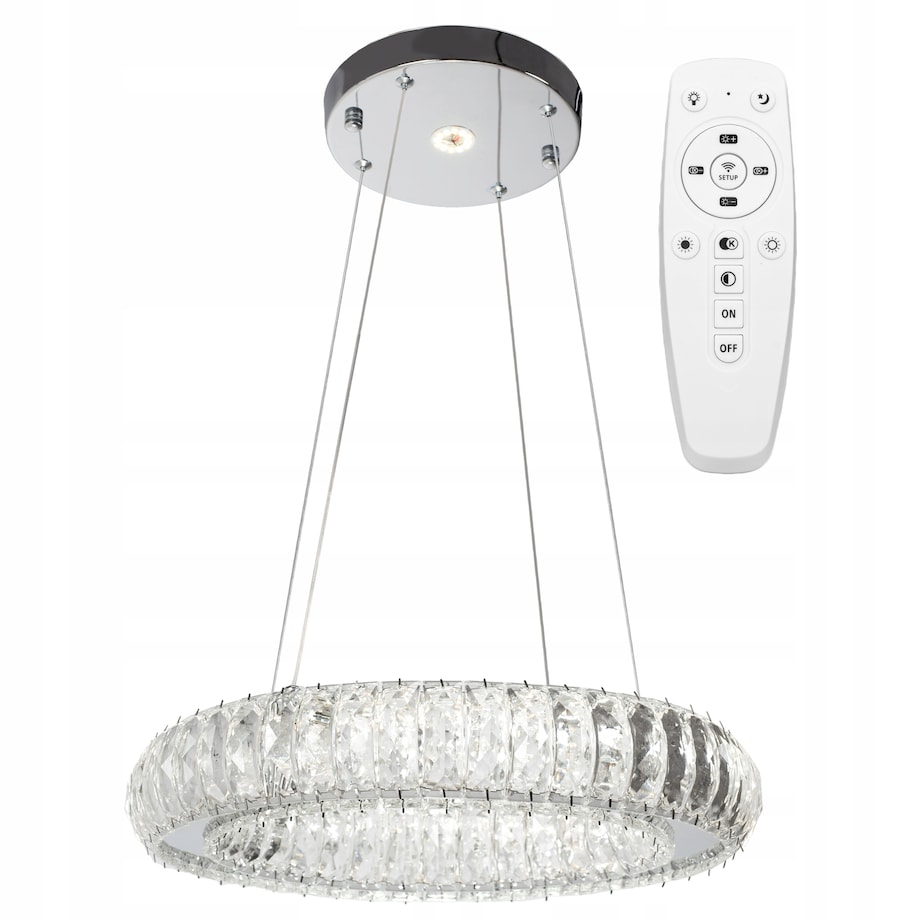 Lampa Kryształowa Sufitowa Plafon Chrom Led Pilot
