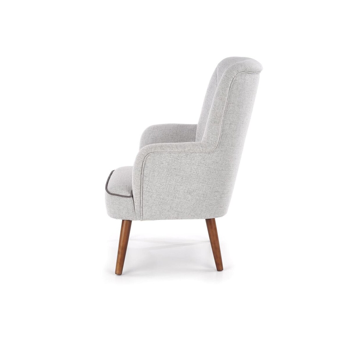 FOTEL TAPICEROWANY Puple SZARY nogi z lakierowanego drewna