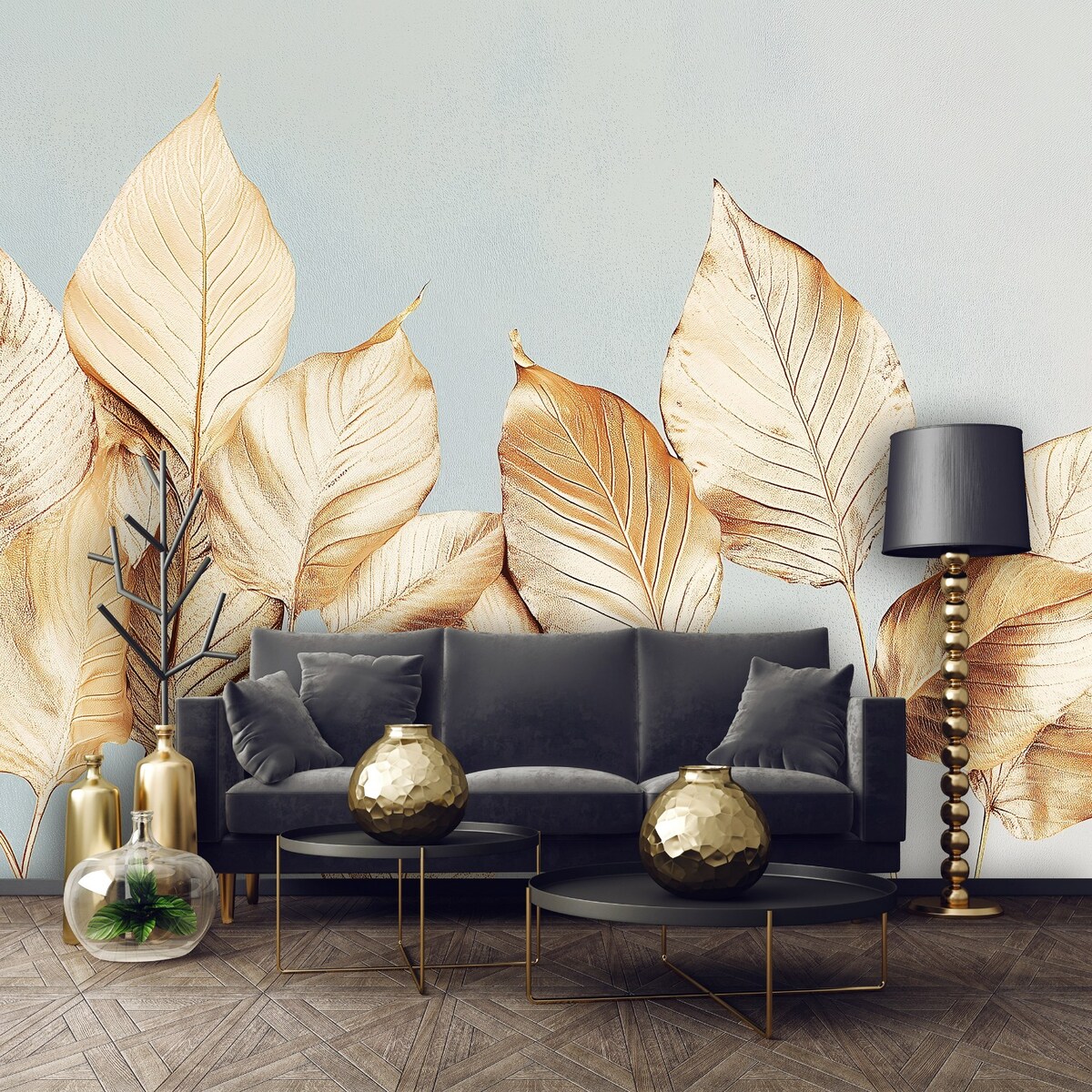 Fototapeta Do Sypialni Salonu Na Flizelinie Liście Boho Złoty 300x210