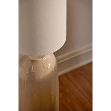 Lampa podłogowa z ceramiki i lnu Canela kremowa