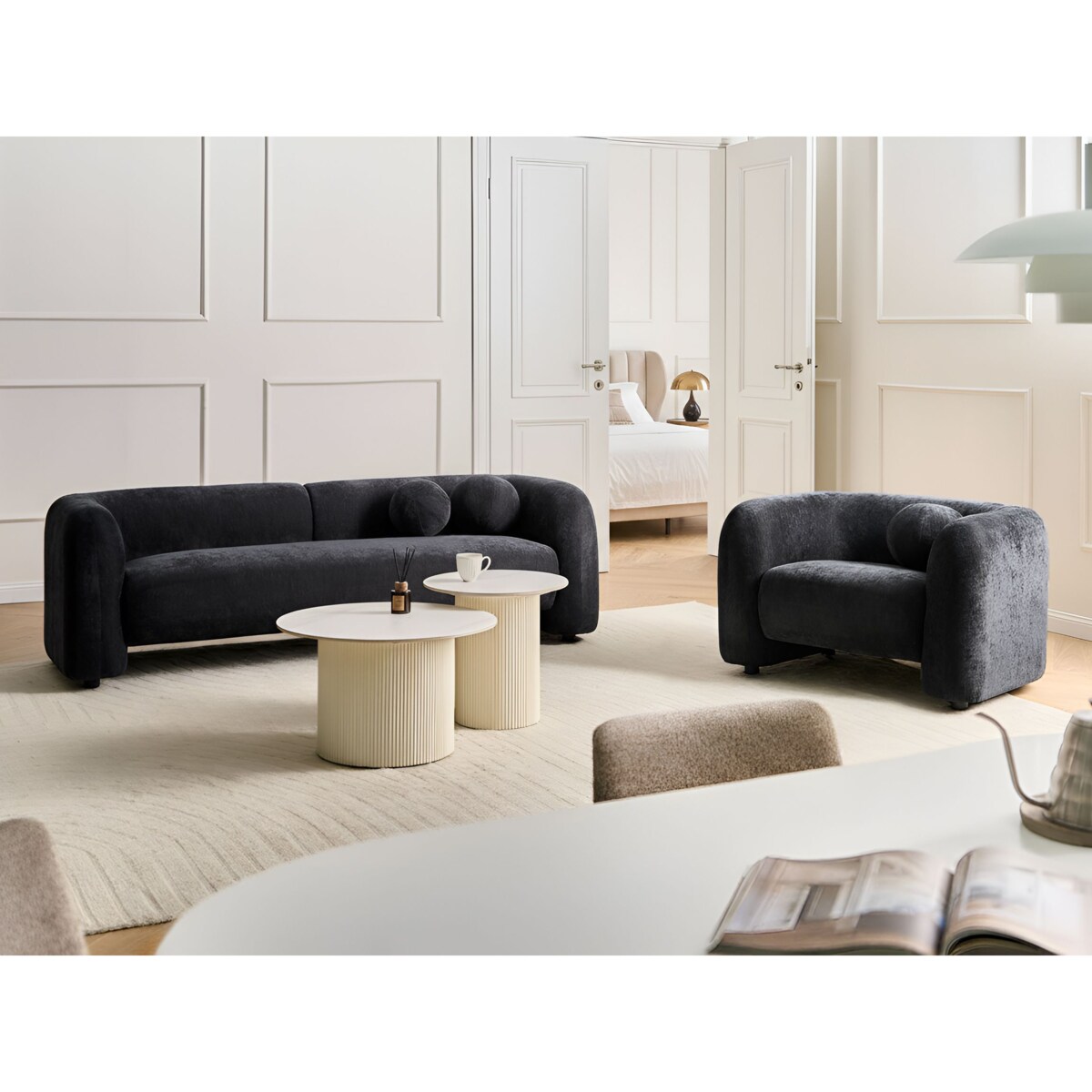 Sofa dla 3 osób LEIREN Czarny