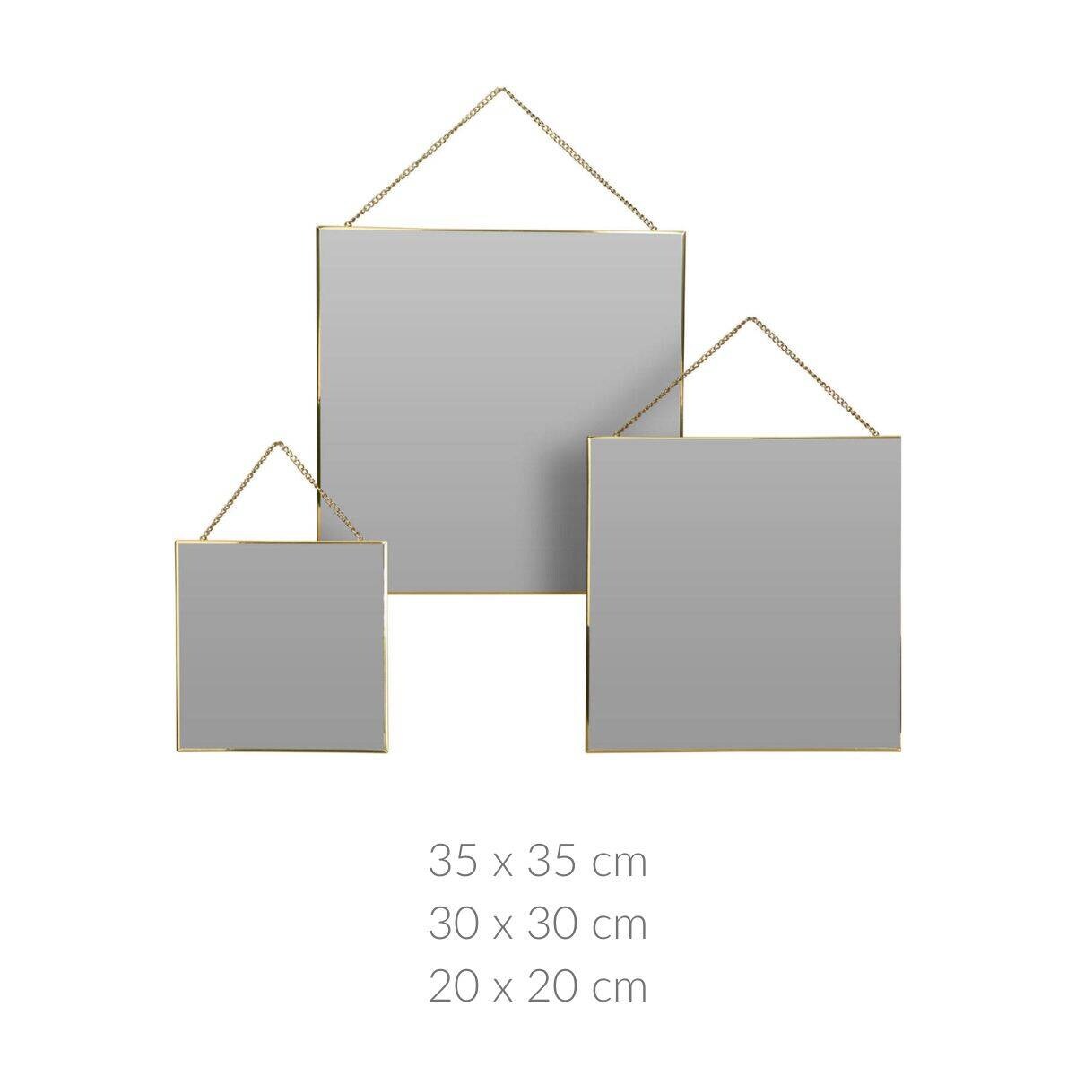 Zestaw lusterek wiszących, złota ramka, 3 sztuki