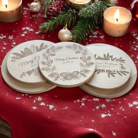 Drewniana deska świąteczna do serwowania ⌀ 25 cm