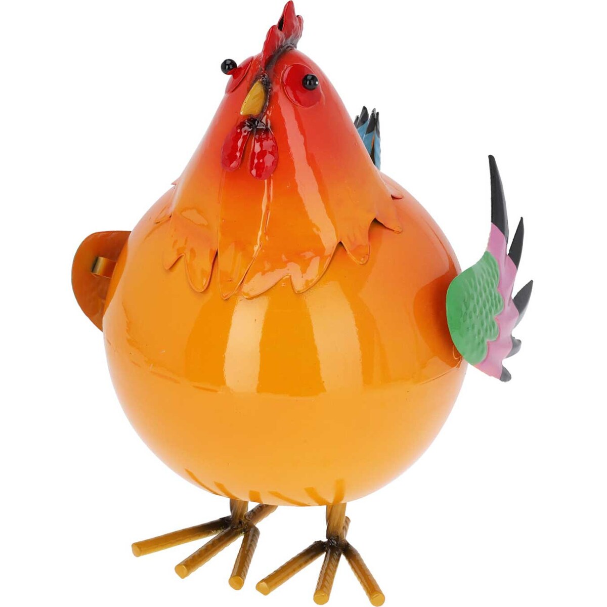 Kolorowa figurka metalowy kogut, 21 x 25 x 28 cm