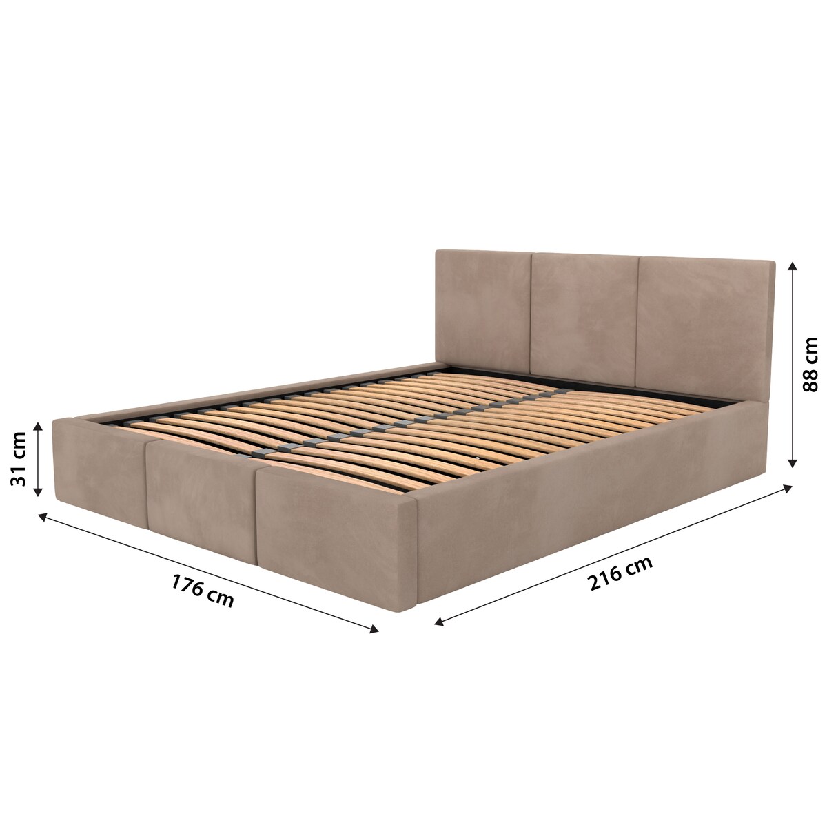 ŁÓŻKO TAPICEROWANE 160x200 ŁÓŻKO PODWÓJNE Z POJEMNIKIEM BEŻOWE