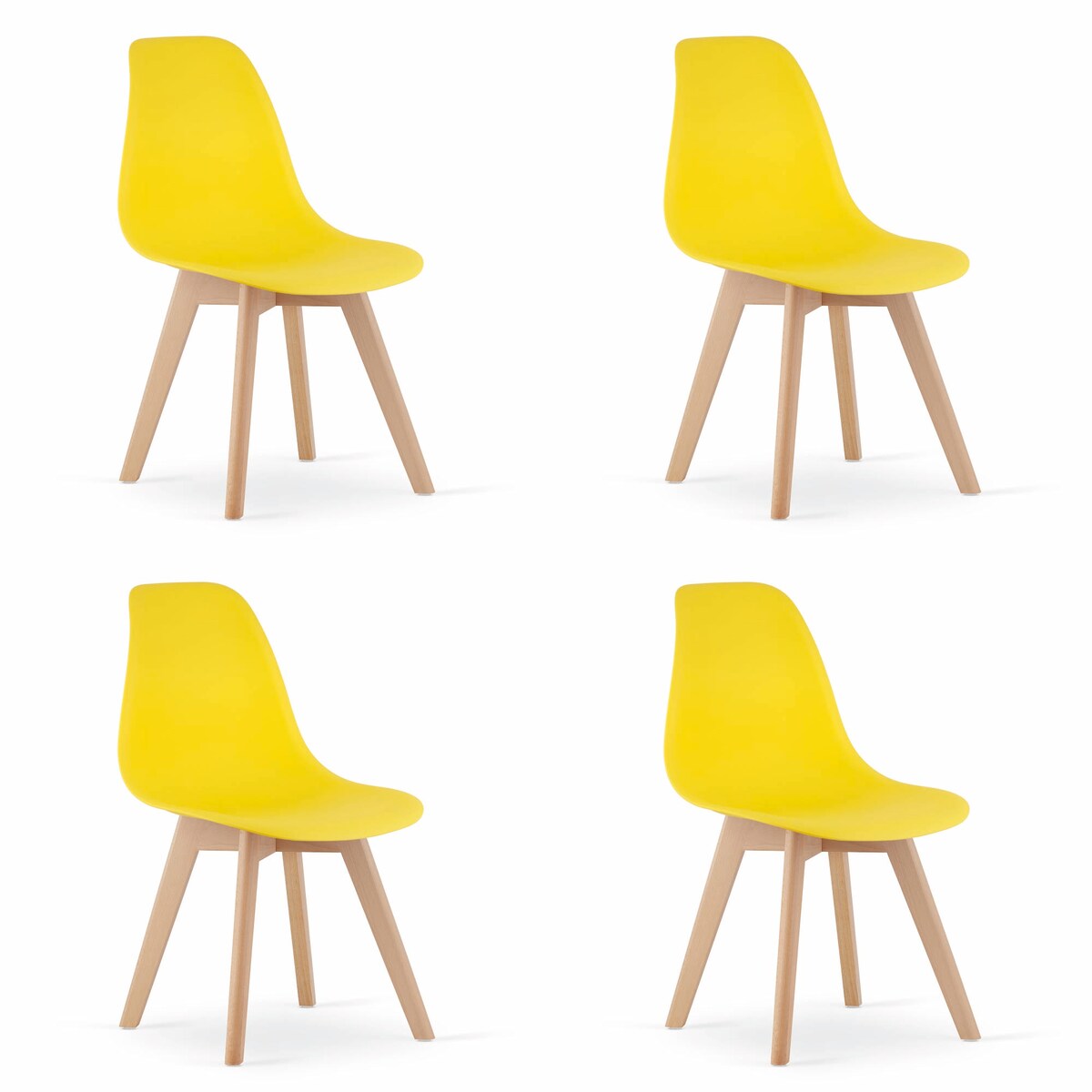 Krzesło do jadalni Kito Żółte, Nogi Naturalne 4 szt.