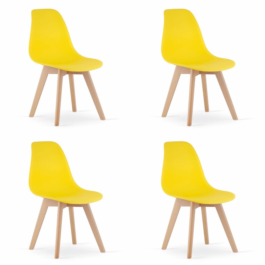 Krzesło do jadalni Kito Żółte, Nogi Naturalne 4 szt.