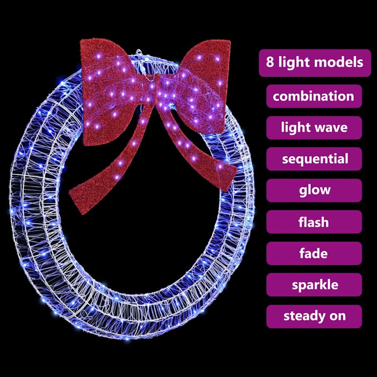 vidaXL Wianek z 150 diodami LED Niebieski 120 cm Akryl