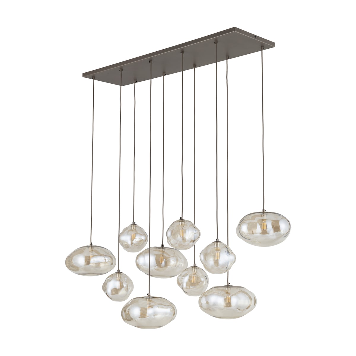 Lampa Wisząca Tk Lighting Nebia Brązowa Tytan 10Xg9 Koniakowe Klosze Nieregularne Szkło