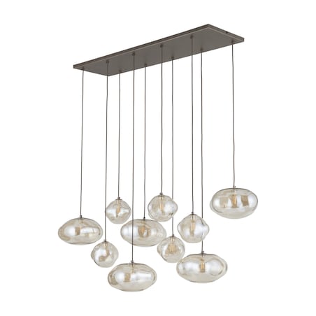 Lampa Wisząca Tk Lighting Nebia Brązowa Tytan 10Xg9 Koniakowe Klosze Nieregularne Szkło