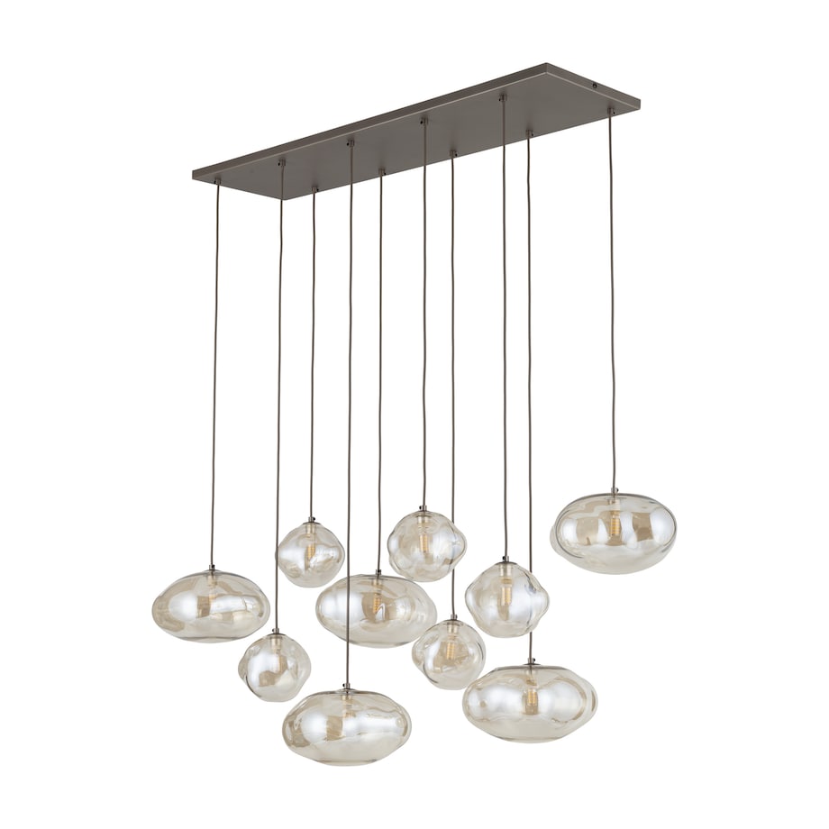 Lampa Wisząca Tk Lighting Nebia Brązowa Tytan 10Xg9 Koniakowe Klosze Nieregularne Szkło