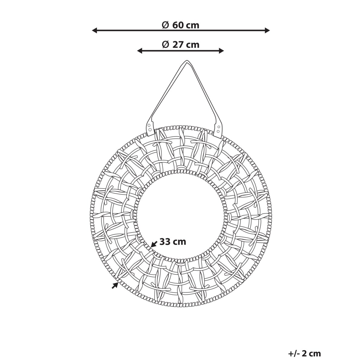 Okrągłe lustro ścienne w plecionej ramie ⌀ 60 cm naturalne PALACI
