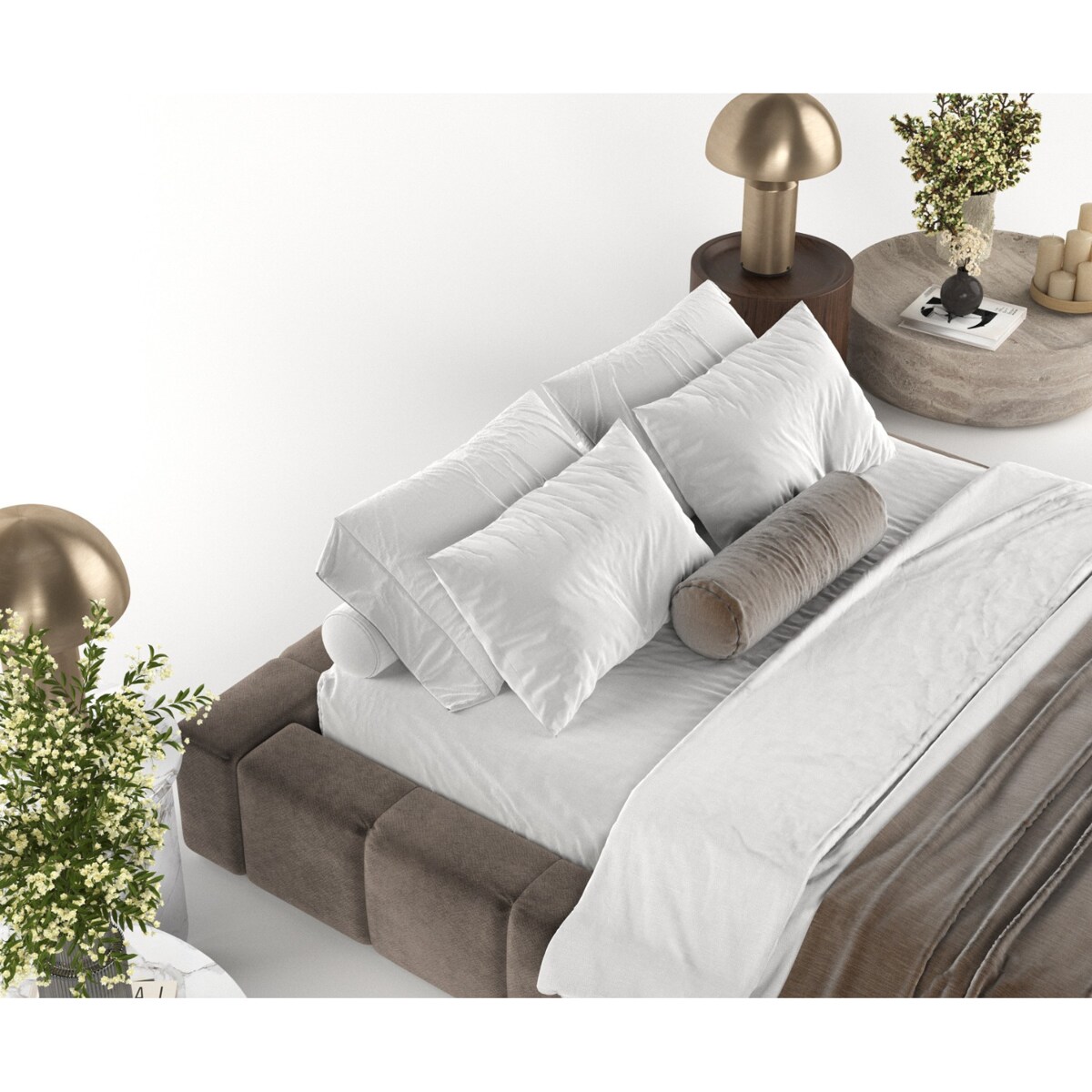 Łóżko tapicerowane KEA 180x200 z pojemnikiem, Brązowy, tkanina Terra NW 26