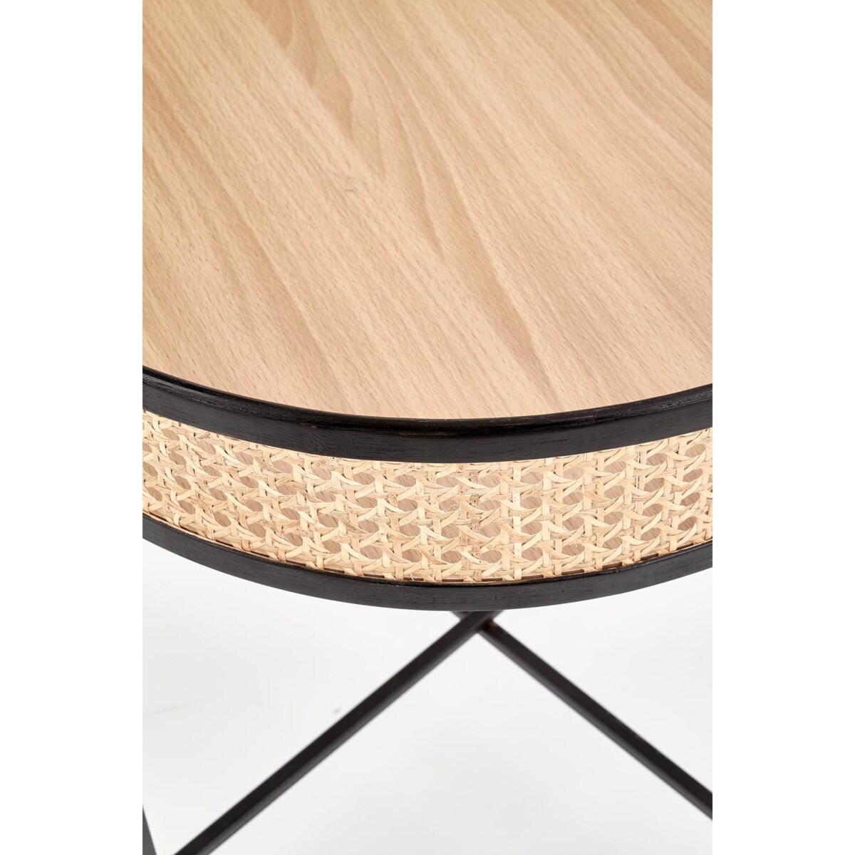 STOLIK KAWOWY Balta okrągły Z RATTANU I STALI 50x50x55cm