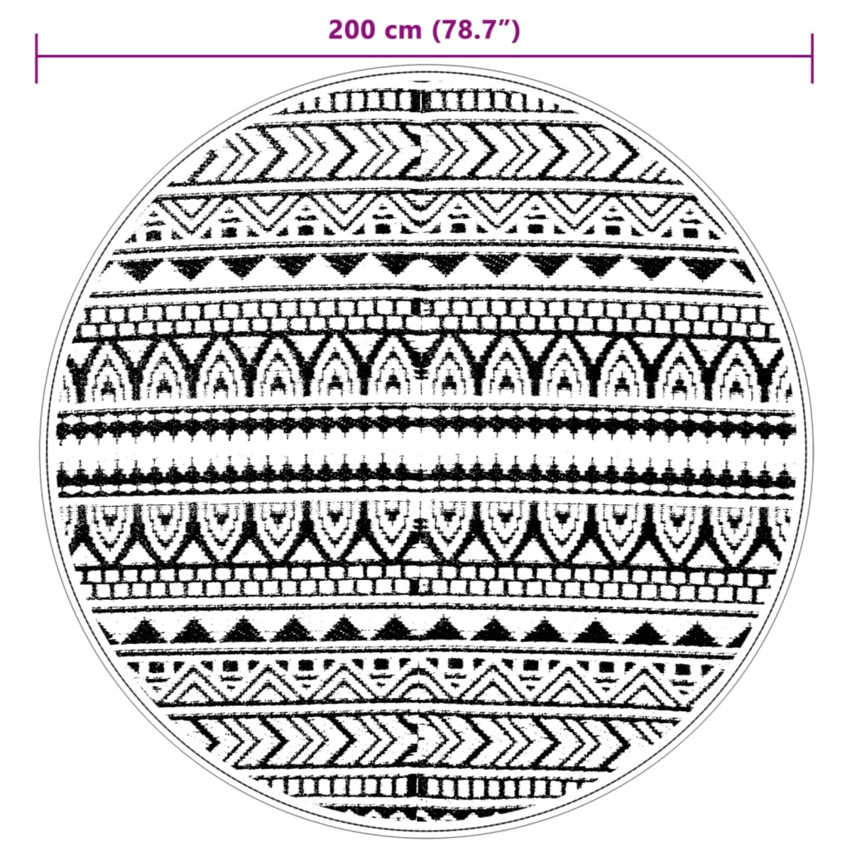 vidaXL Dywan zewnętrzny, ARAKIL czarny, Ø200 cm, PP