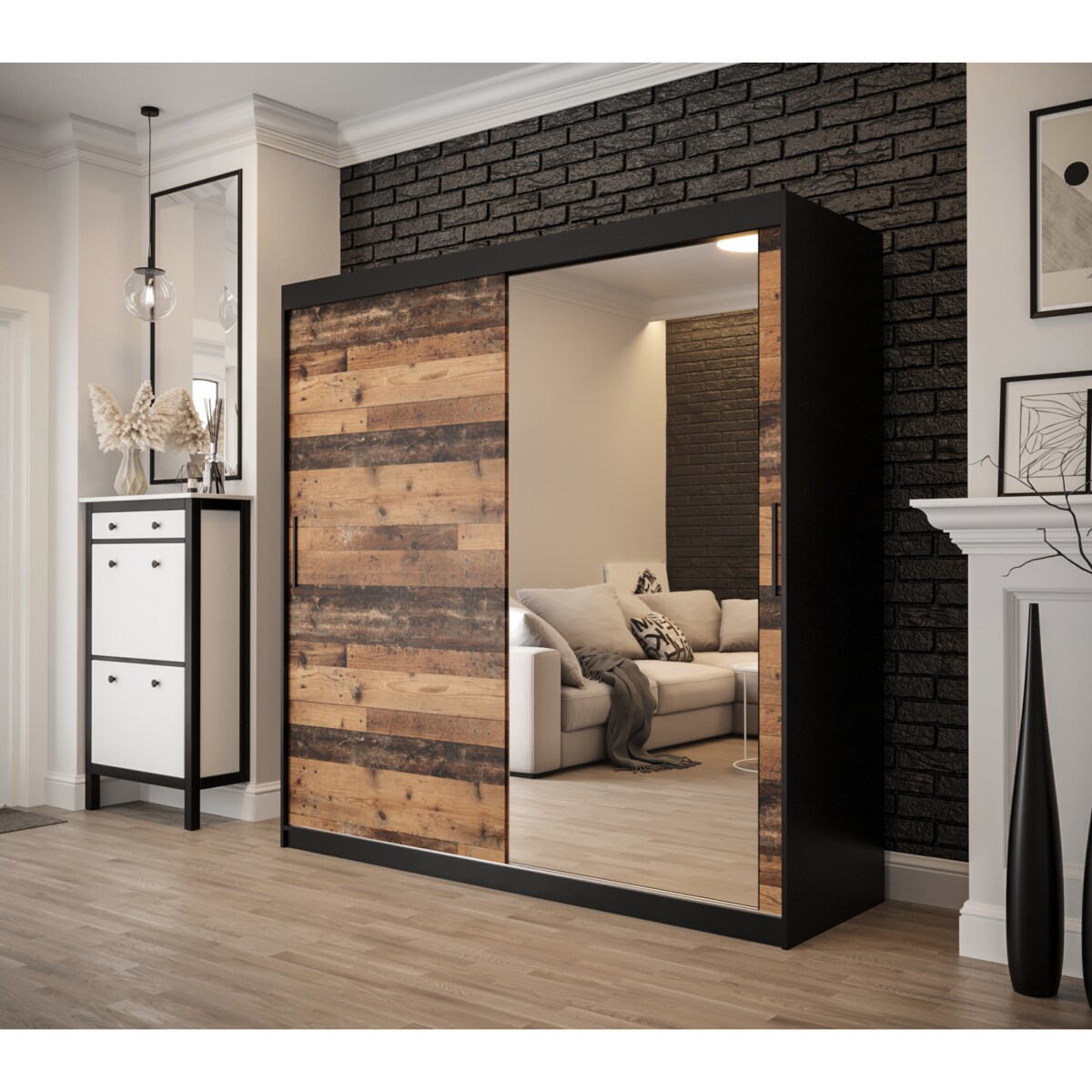 Szafa przesuwna OLDSTYLE T2 200 Czarny / Old Style