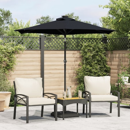 vidaXL Parasol ogrodowy na stalowym słupku, czarny, 225x225x212 cm