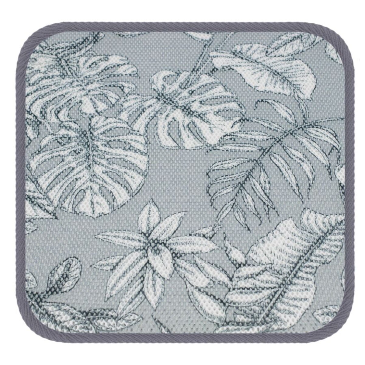 Wodoodporna poduszka na krzesło i meble ogrodowe 40x40 liście tropikalne szare