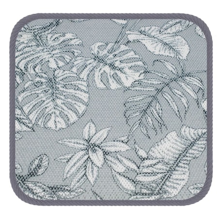 Wodoodporna poduszka na krzesło i meble ogrodowe 40x40 liście tropikalne szare