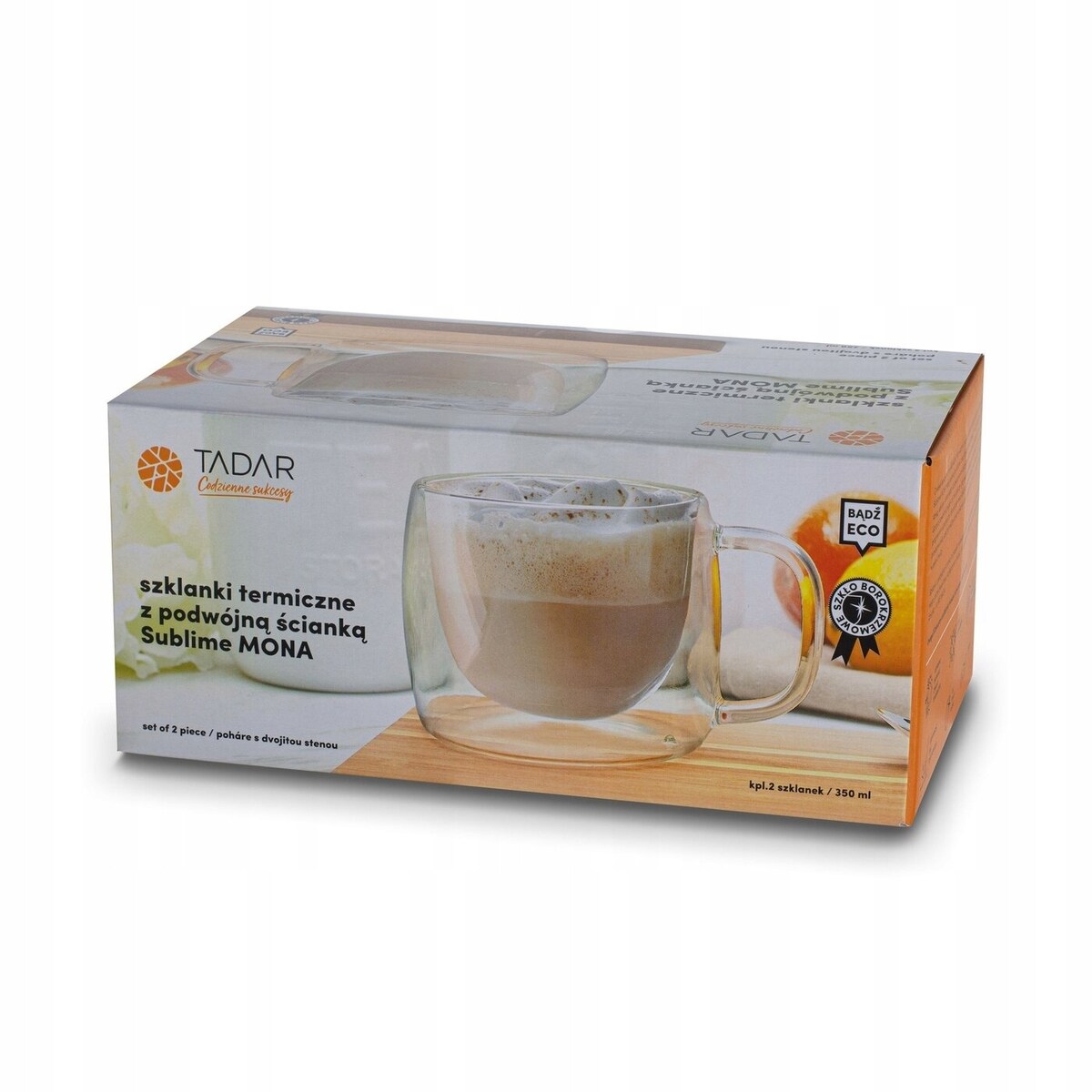 SZKLANKI FILIŻANKI na kawę herbatę PODWÓJNA ŚCIANKA termiczne 2x 350 ml