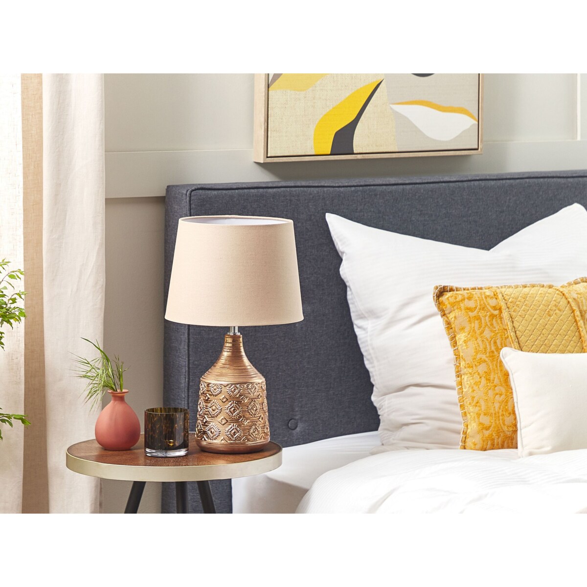 Lampa stołowa ceramiczna brązowa WARI