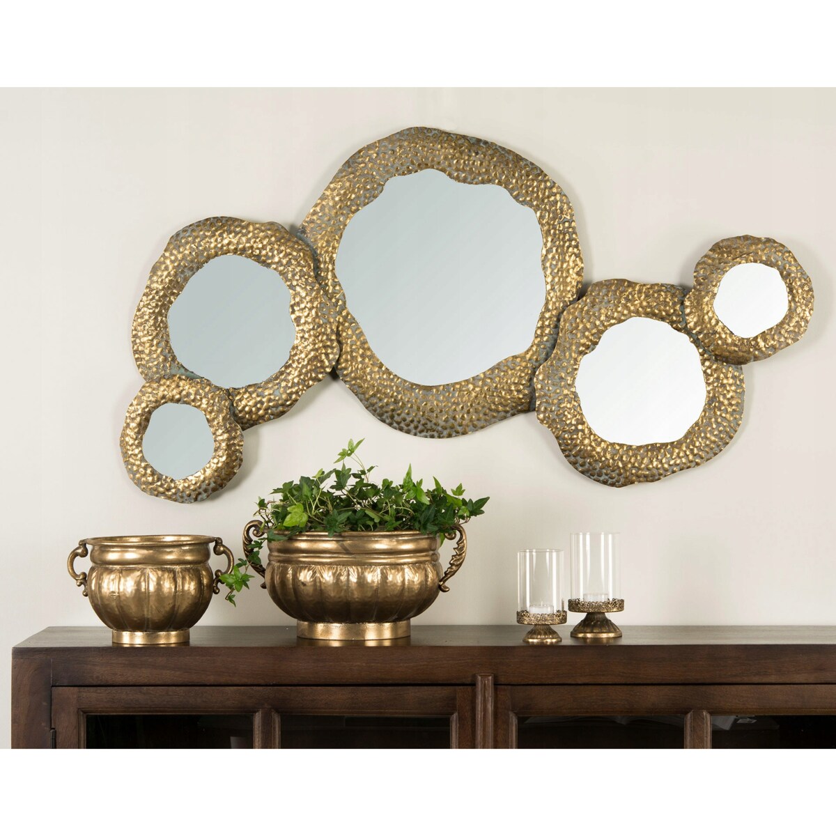 LUSTRO NAIV złote retro metalowe 114x60cm