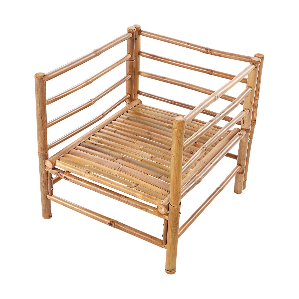 Fotel ogrodowy CERRETO Drewno bambusowe Beżowoszary