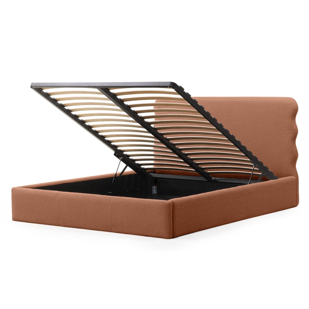 Łóżko tapicerowane 160x200 cm miedziane bouclé Bolga