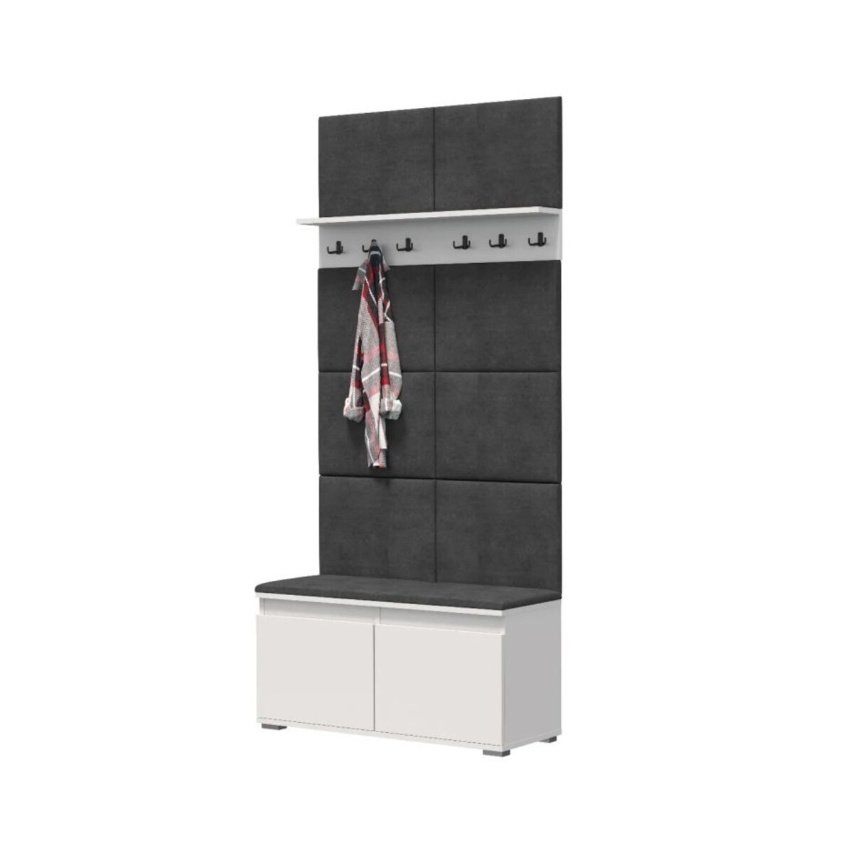 Szafka na buty z siedziskiem i wieszakiem SINGAPUR 100 biała/szara