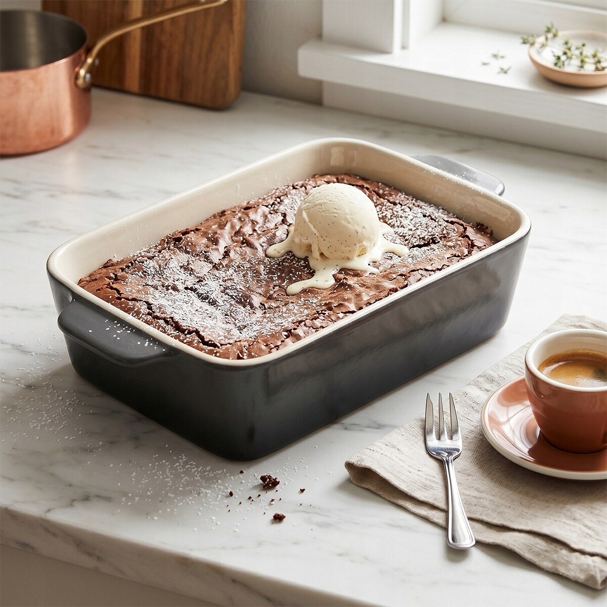 NACZYNIE ŻAROODPORNE MAŁE 20cm CERAMICZNE DO AIRFRYER ZAPIEKANIA SZARE