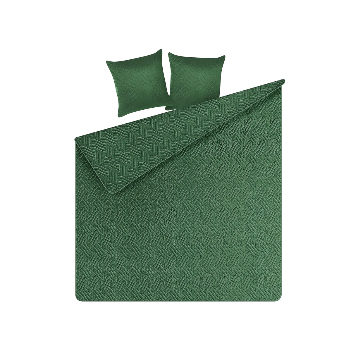 Komplet narzuta z poduszkami tłoczony 200 x 220 cm zielony BABAK