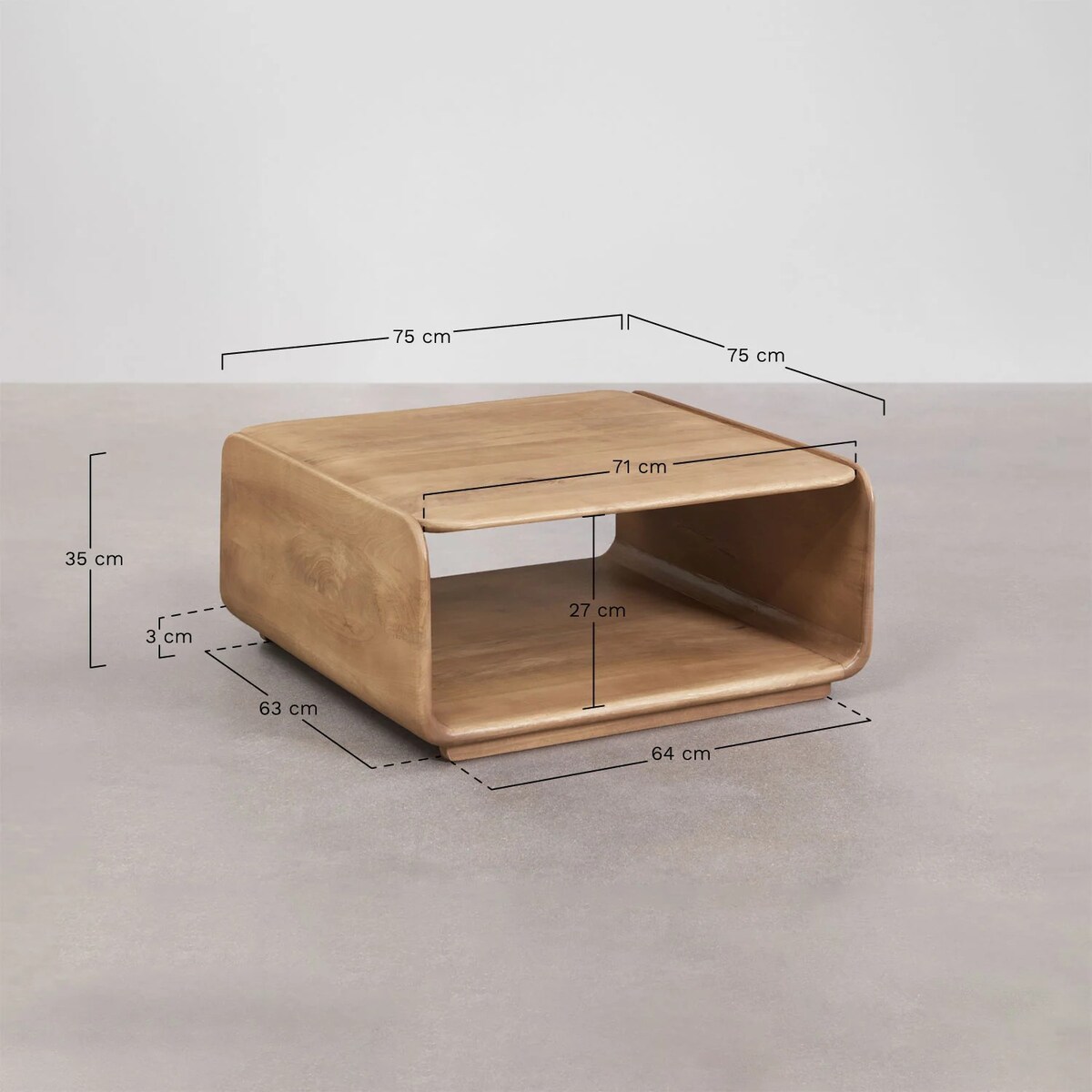 Stolik kawowy z drewna mango Tinsley, 75x75 cm