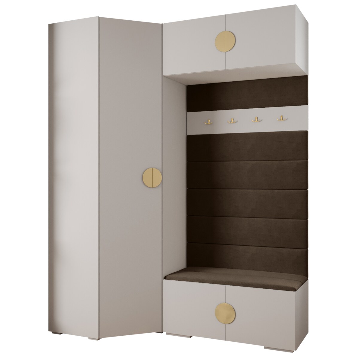 Garderoba do przedpokoju INOVA 4 Z21 biały+złoty+manila04