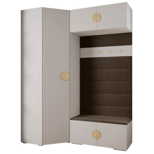 Garderoba do przedpokoju INOVA 4 Z21 biały+złoty+manila04